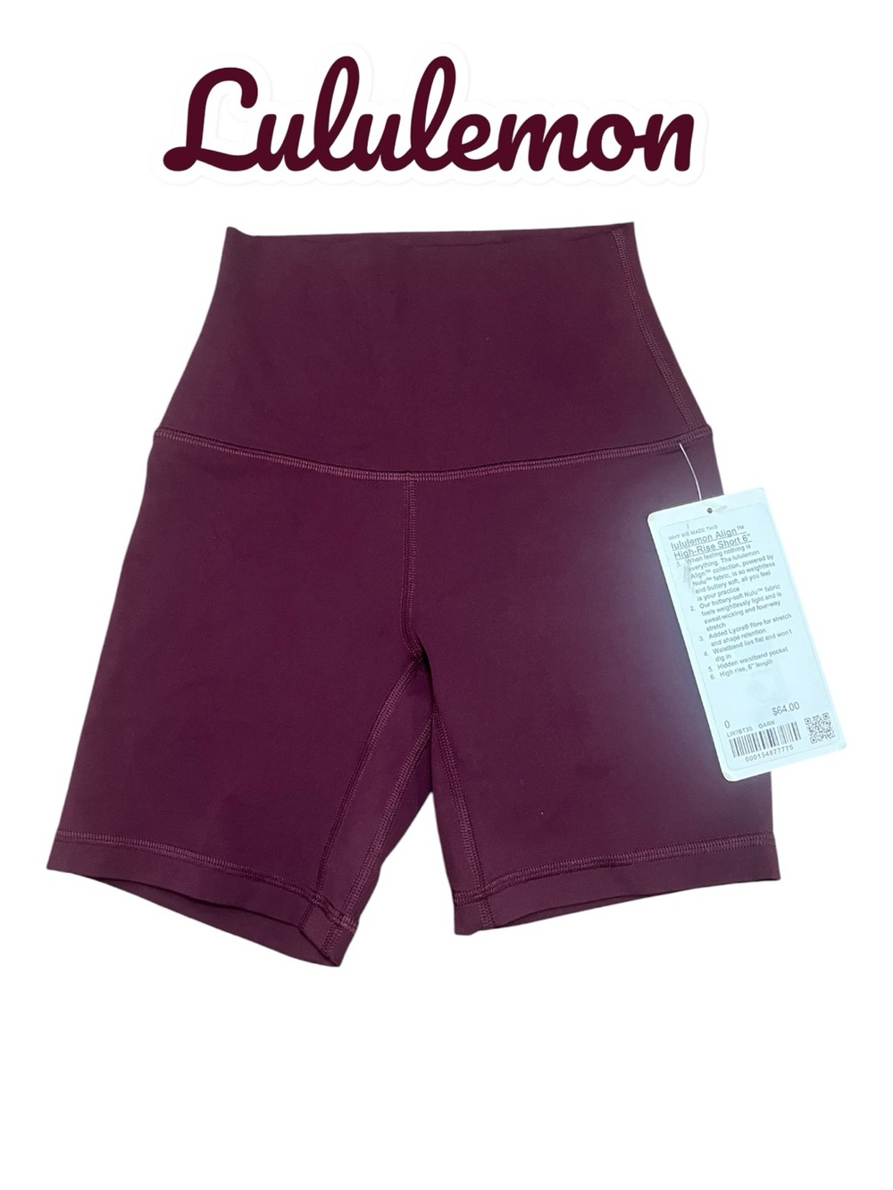 🌟 Lululemon Align High-Rise Short 6" - NWT - Garnet - Size 0 💎
